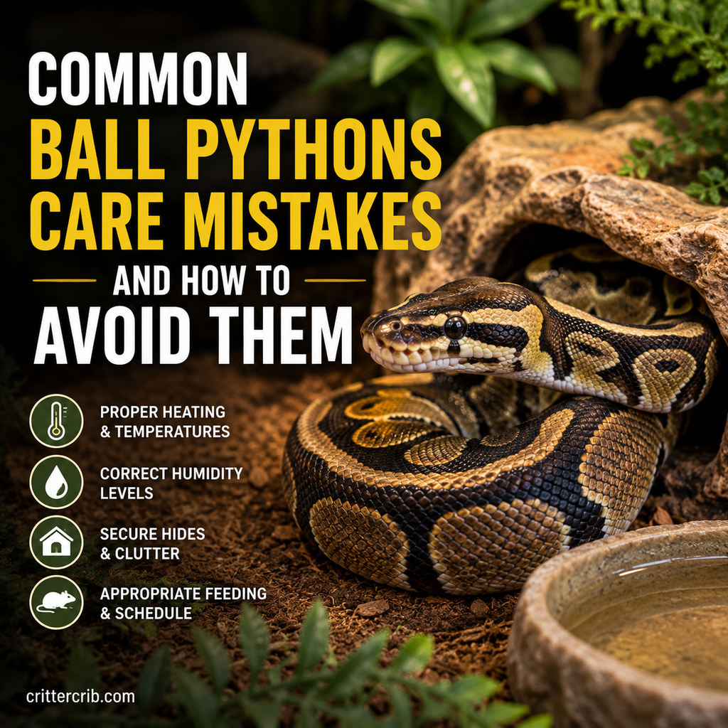 Ball python in a naturalistic enclosure illustrating common ball python care mistakes