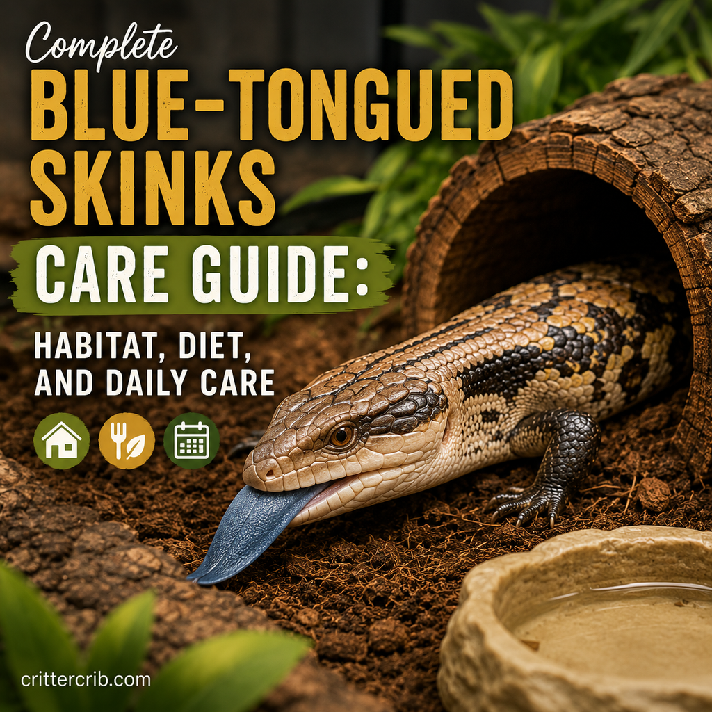 Blue-tongued skink in a natural enclosure for a complete habitat, diet, and daily care guide