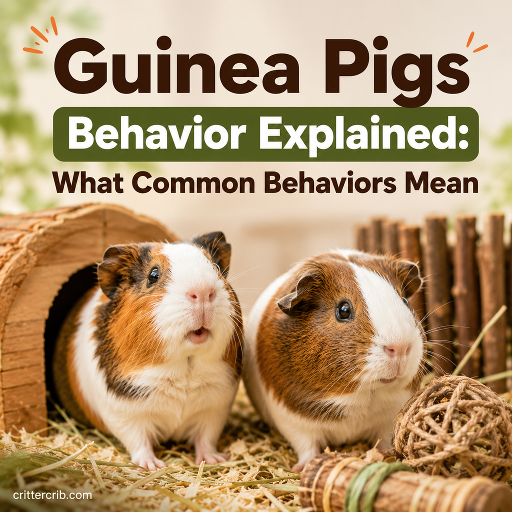 Two guinea pigs together in a comfortable habitat illustrating common guinea pig behavior.