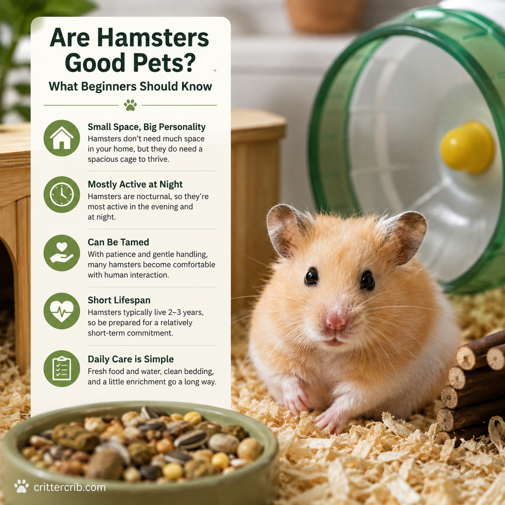 Hamster in a pet-care enclosure showing important things beginners should know about owning a hamster