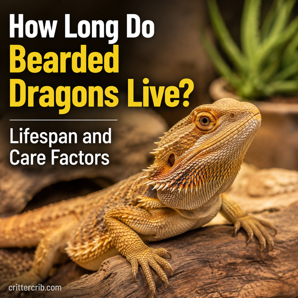 Bearded dragon in a terrarium for a guide about bearded dragon lifespan and care factors