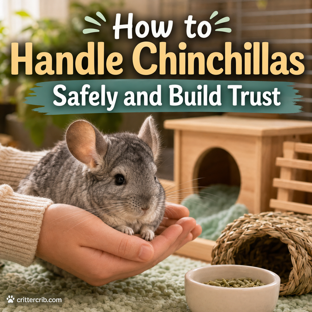 Chinchilla resting securely in a person's hands during gentle handling