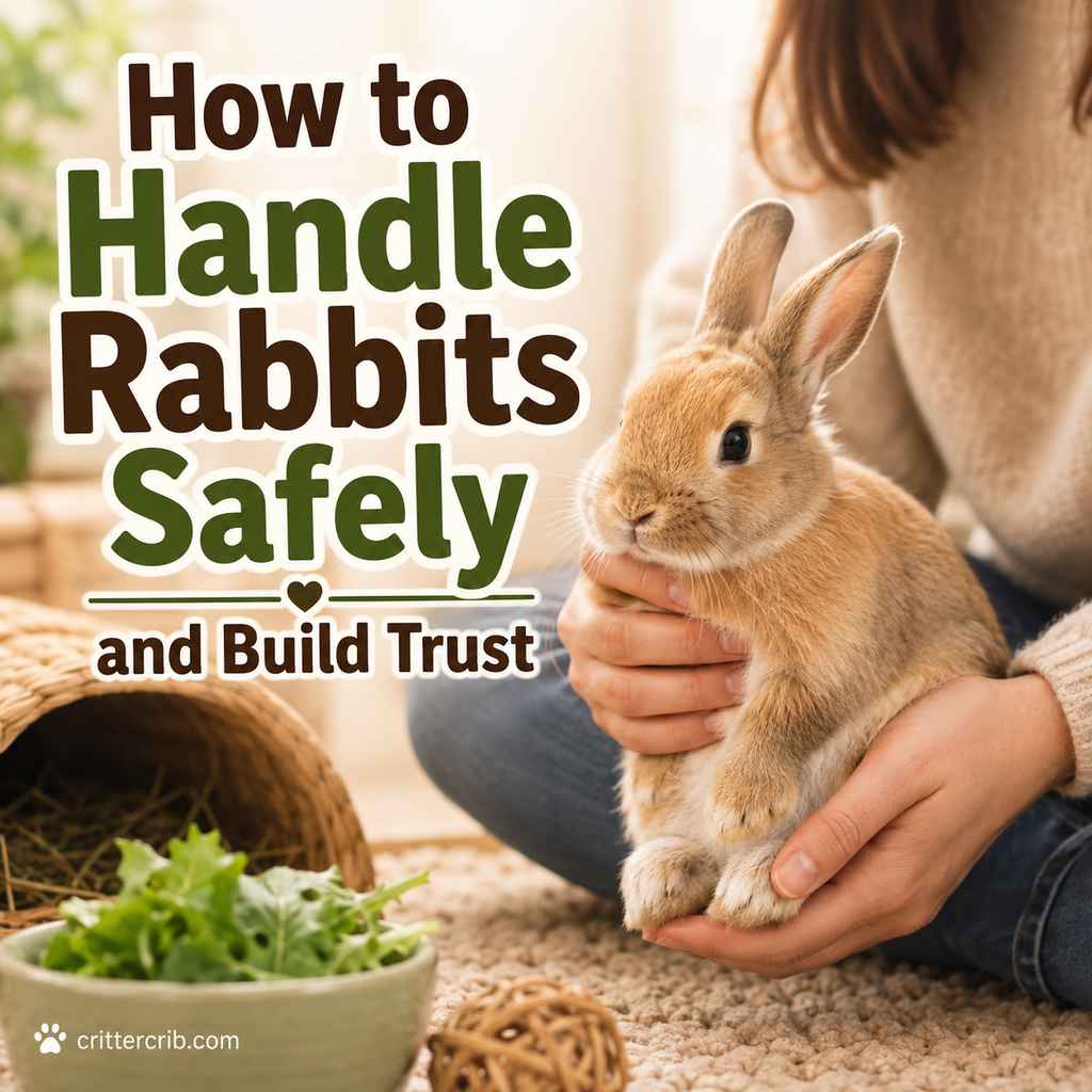 Person gently holding and supporting a rabbit to demonstrate safe rabbit handling
