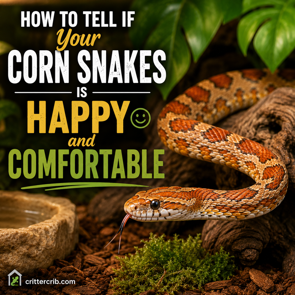 Happy and comfortable corn snake calmly exploring a naturalistic enclosure