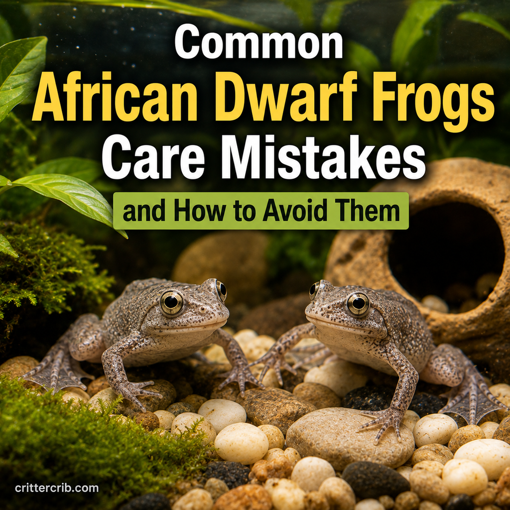 African dwarf frogs in a planted aquarium illustrating common care mistakes
