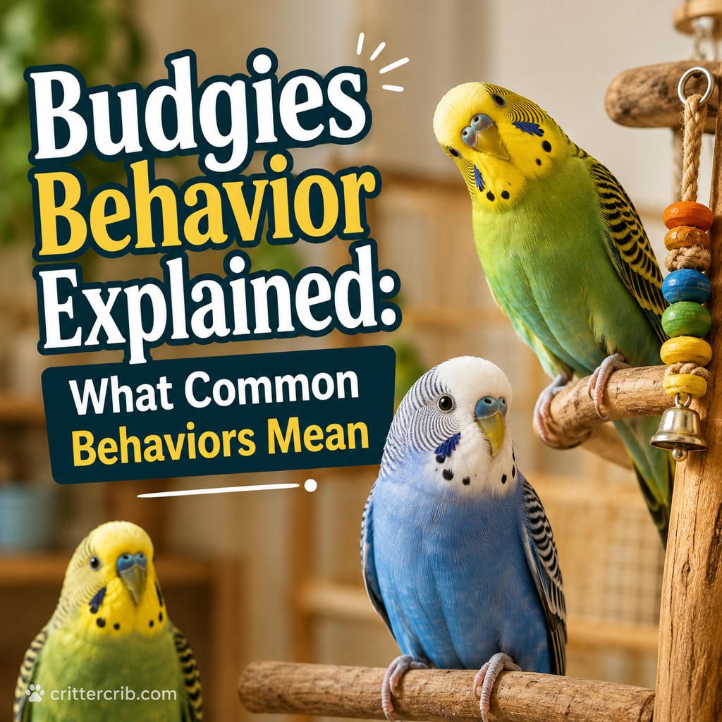 Budgies perched together displaying common budgie behaviors and body language