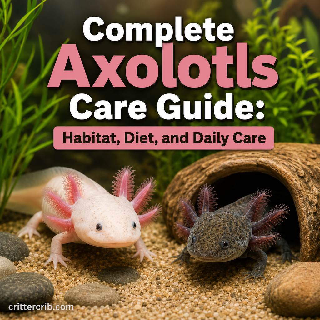 Axolotls in an aquarium for a complete axolotl care guide