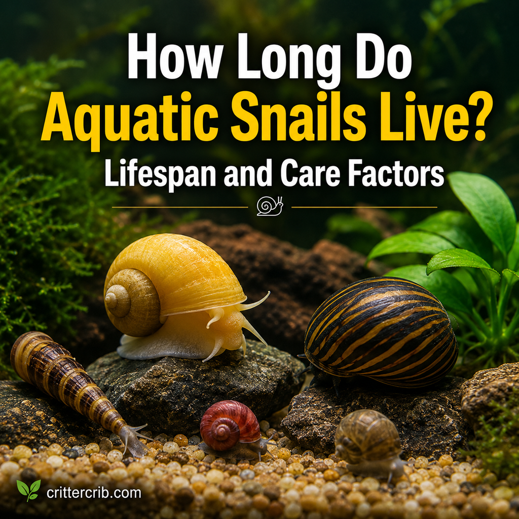 Aquatic snails in a planted freshwater aquarium illustrating their lifespan and care needs