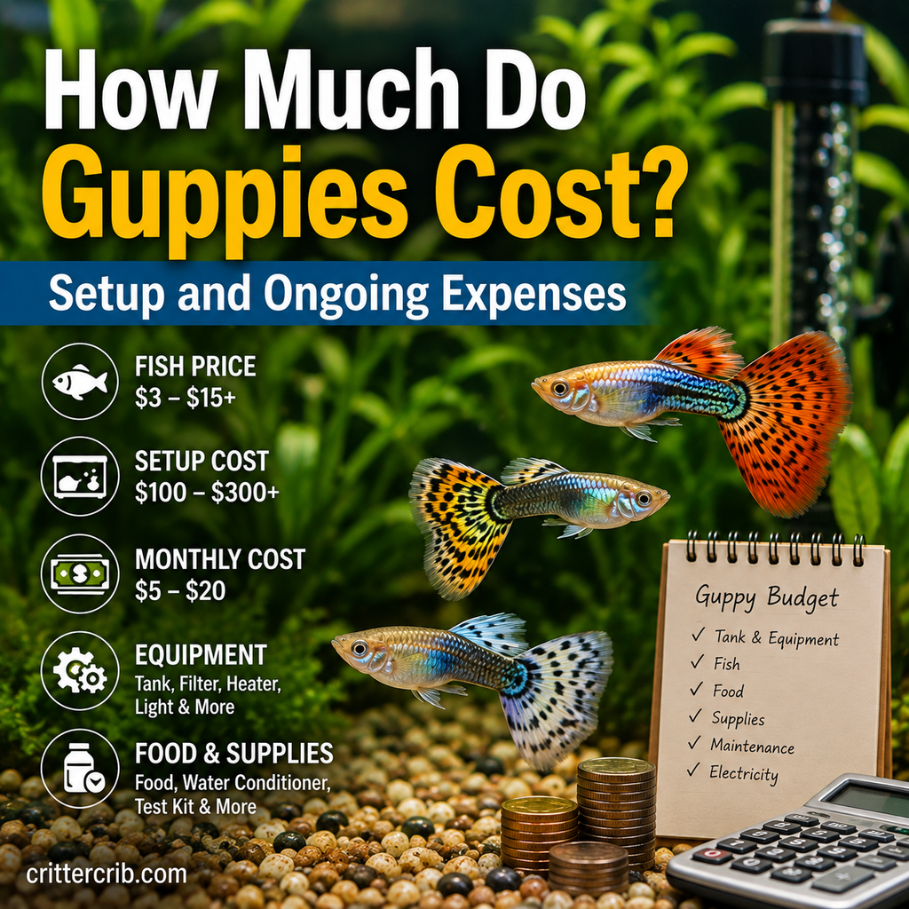 Colorful guppies in an aquarium illustrating guppy setup and ongoing costs