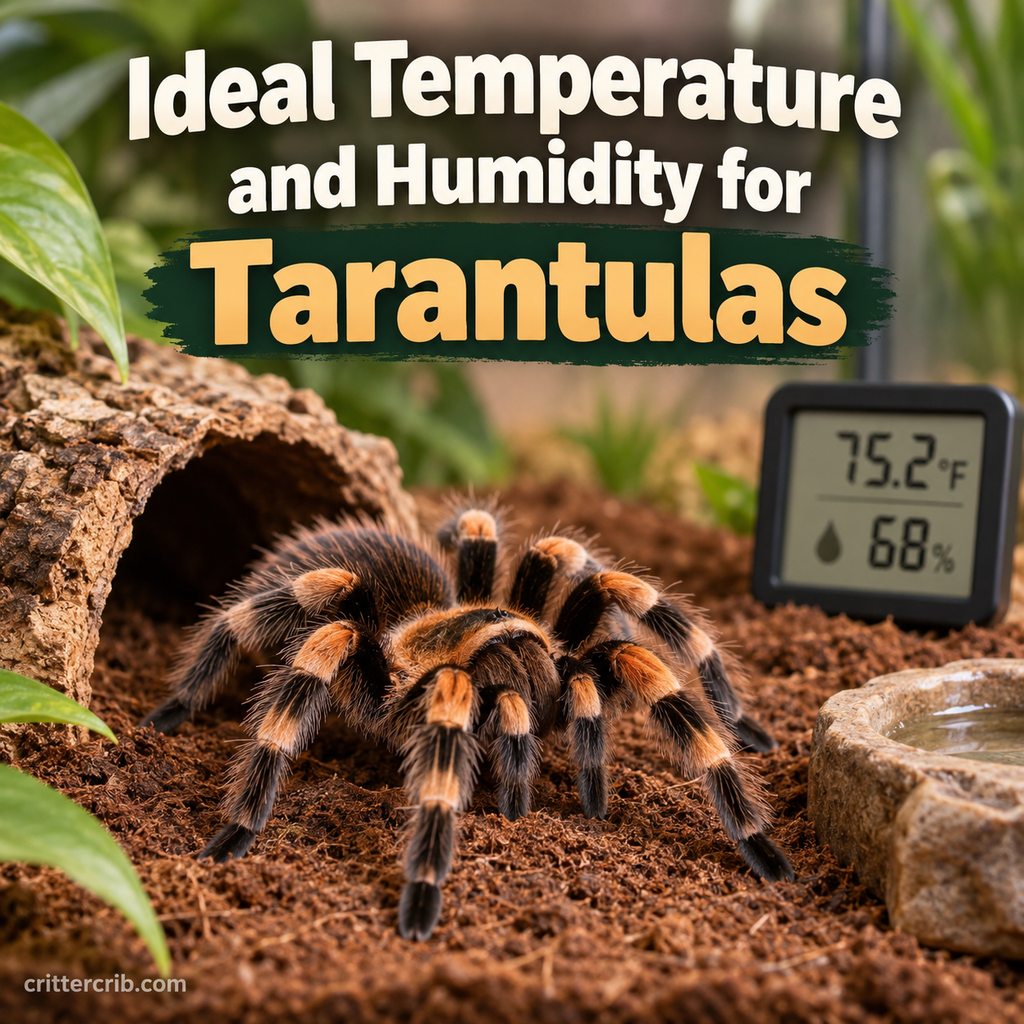 Tarantula in a natural terrarium with a digital temperature and humidity gauge