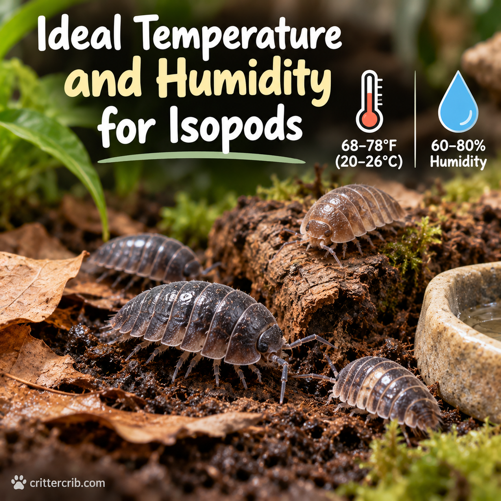 Isopods in a moist natural terrarium showing ideal temperature and humidity conditions
