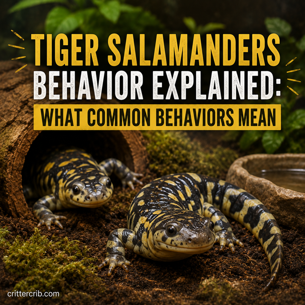 Tiger salamanders in a naturalistic terrarium for a guide to common behaviors